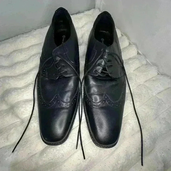 Rockport Adiprene By Adidas Mens Oxford Shoes Black Leather Wingtip Men’s 9.5 - Picture 8 of 15